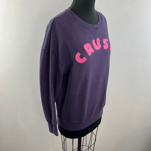 SUNDRY Purple Sweatshirt Cotton #CRUSH# Ribbed Crew Neck Fleece Classic Size 2 M - Picture 5 of 9